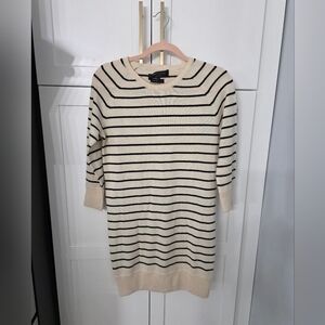 rag & bone 100% Cashmere Cream and Black Striped Mini Dress